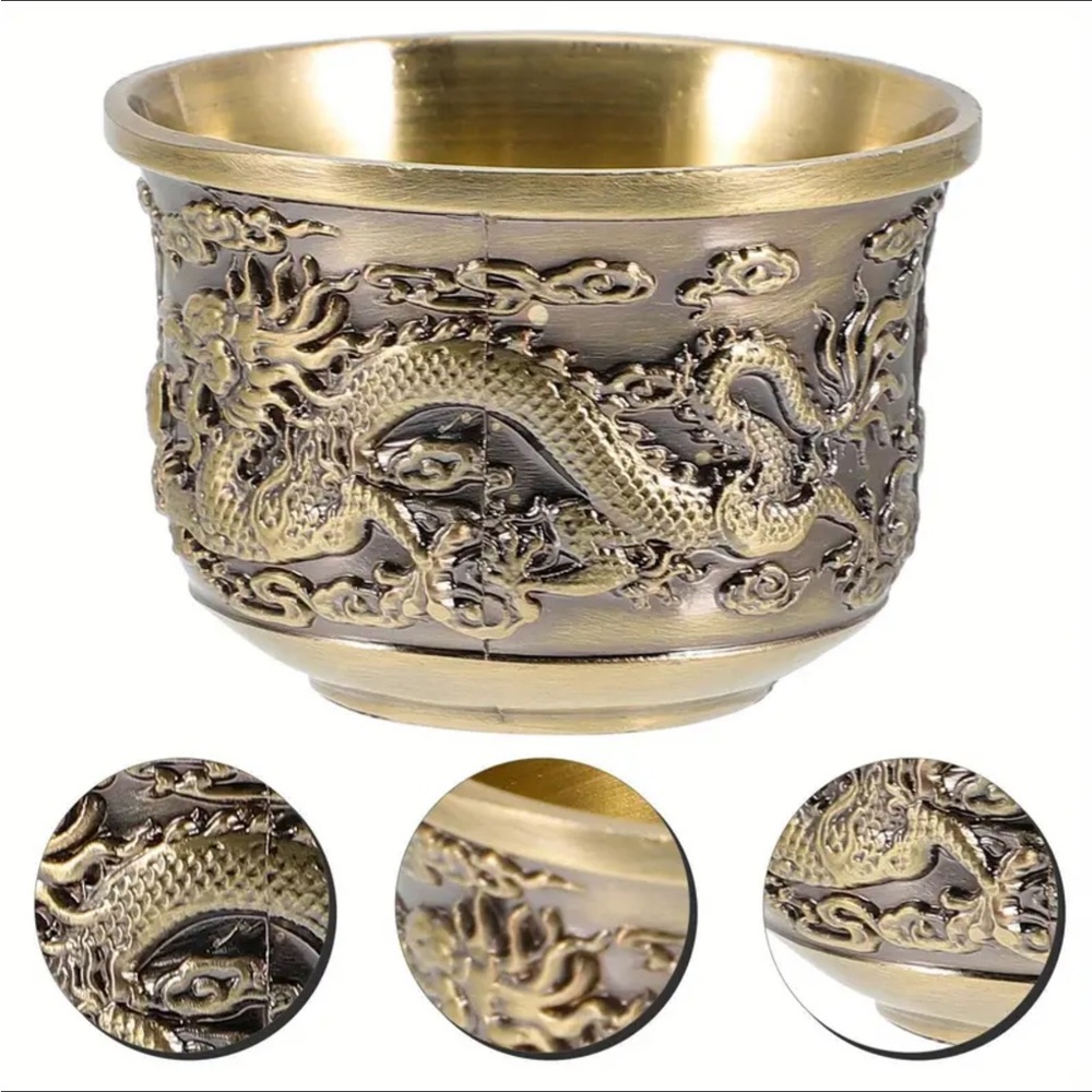 Sacred dragon brass teacup